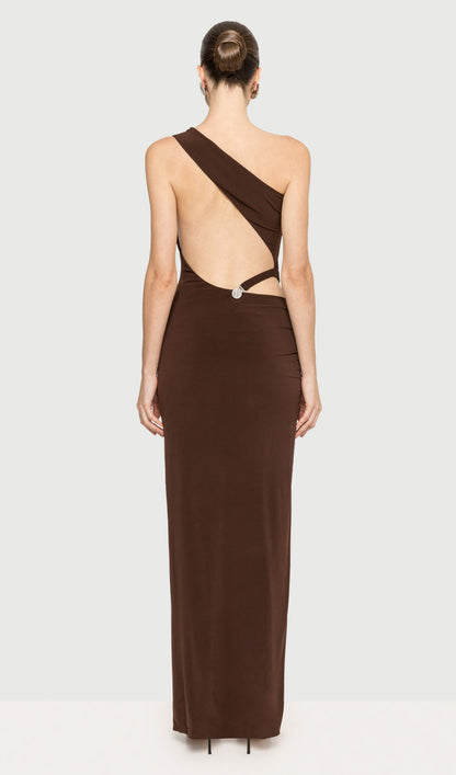 Asymmetrical Slit Backless Maxi Dress