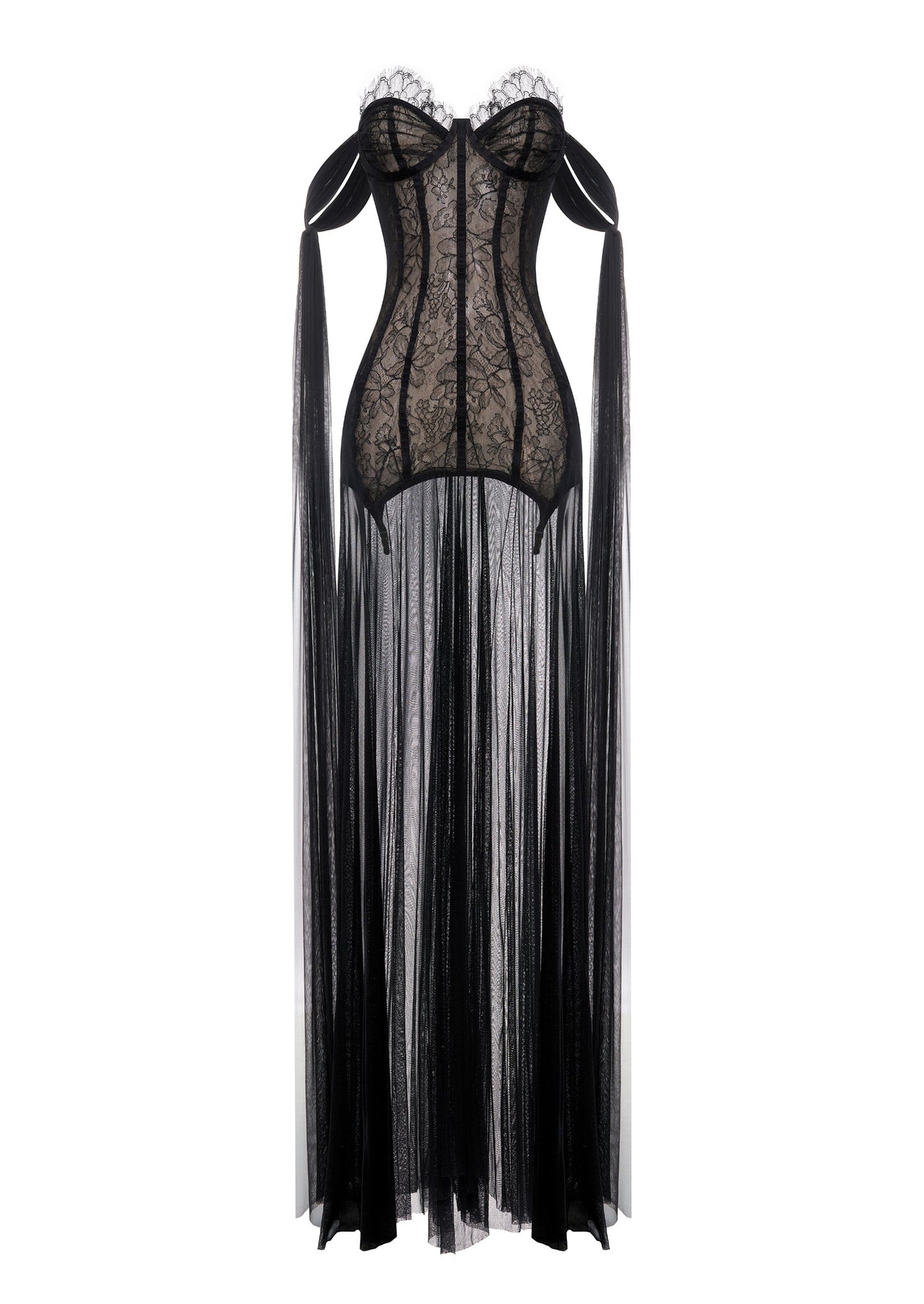 Lace And Silk Tulle Corset Gown