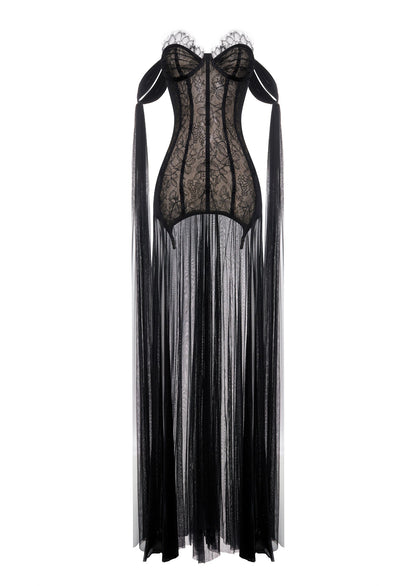 Lace And Silk Tulle Corset Gown