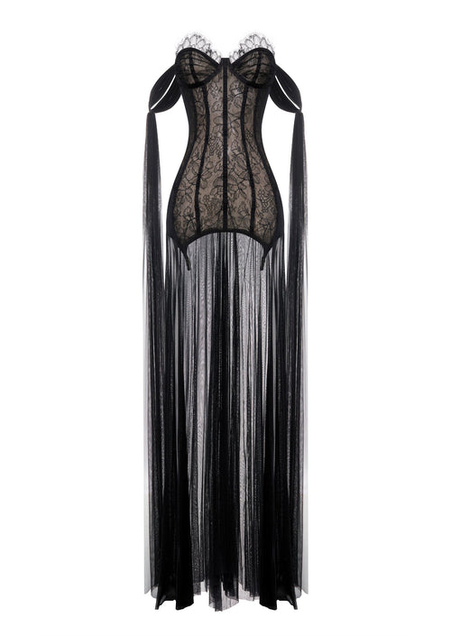 Lace And Silk Tulle Corset Gown