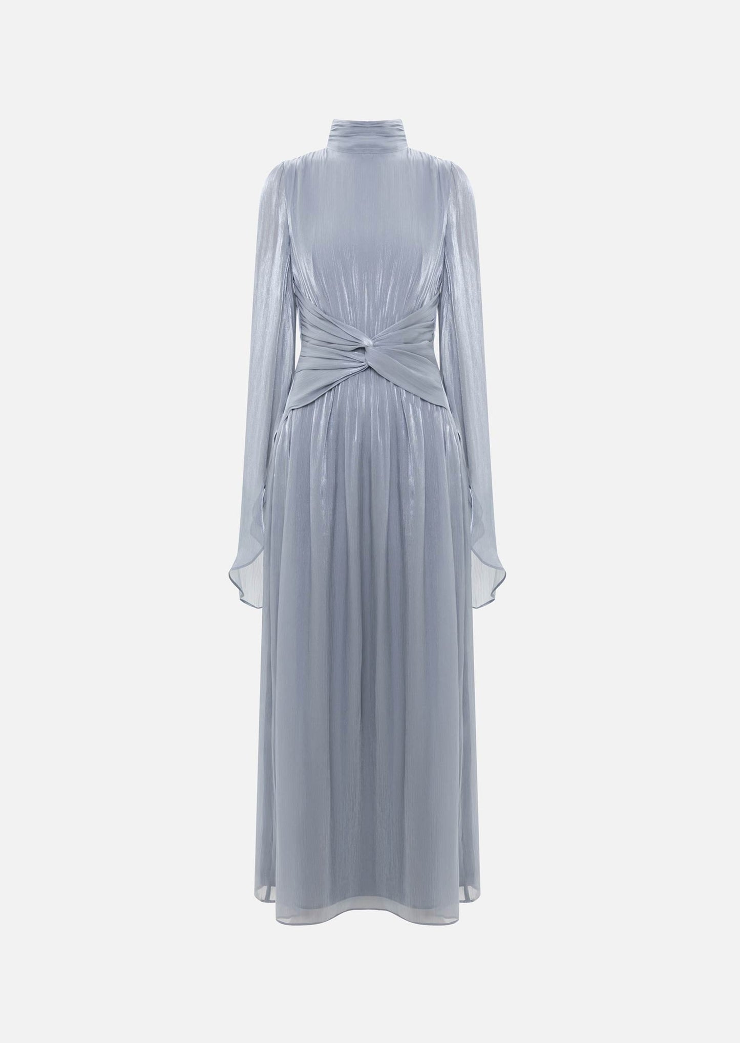 Metallic Fabric Maxi Dress With Light Sleeves