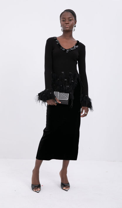 Knitted Feather Panel Top