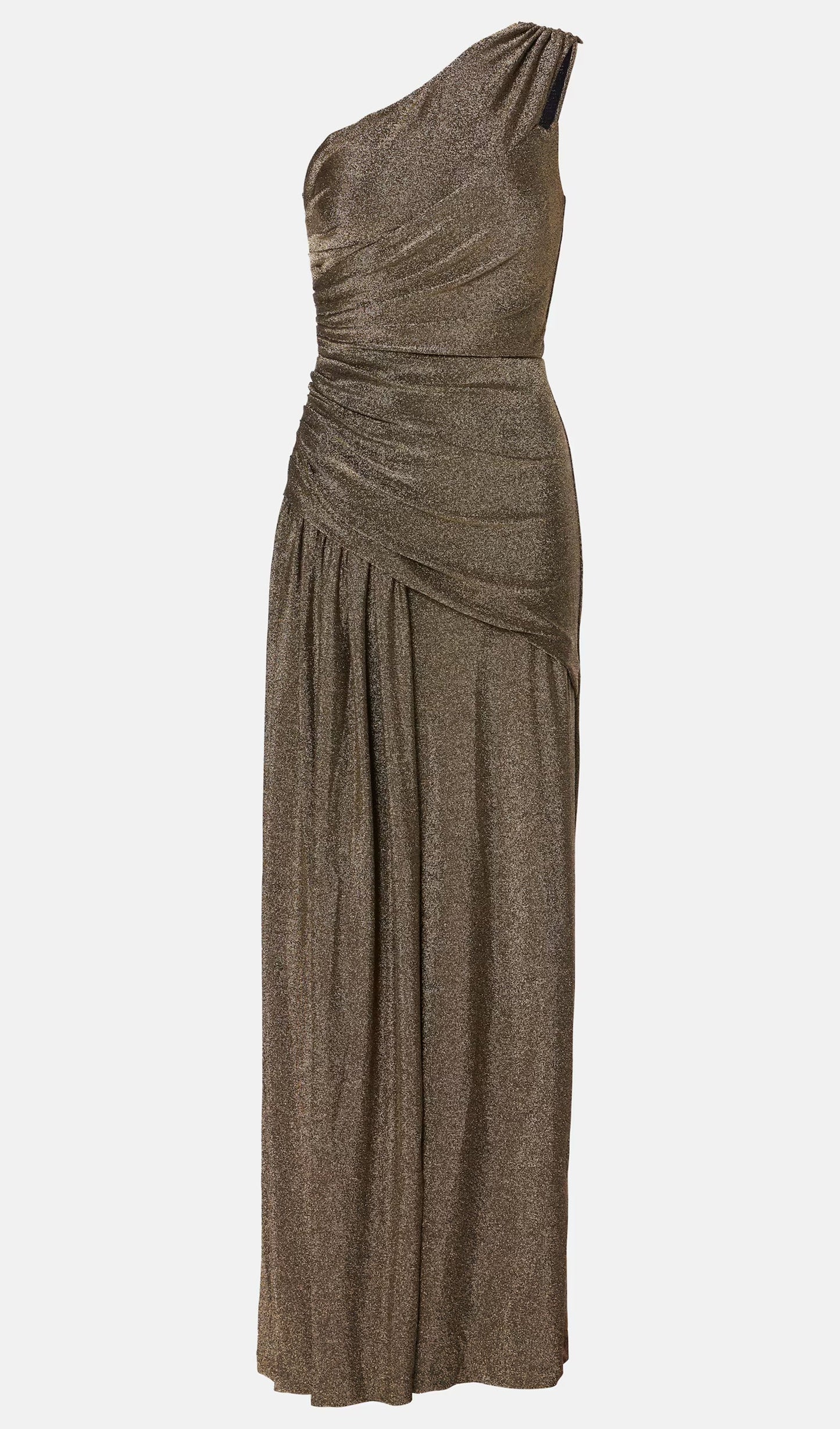 One Shoulder Glitter Split Maxi Dress
