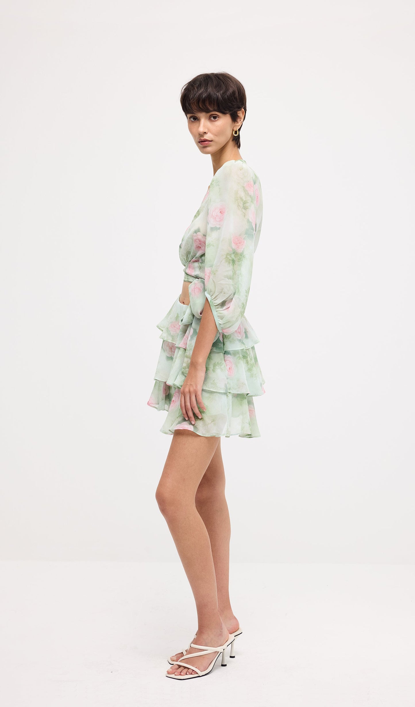 Floral Knot Cut Out Mini Dress Sets