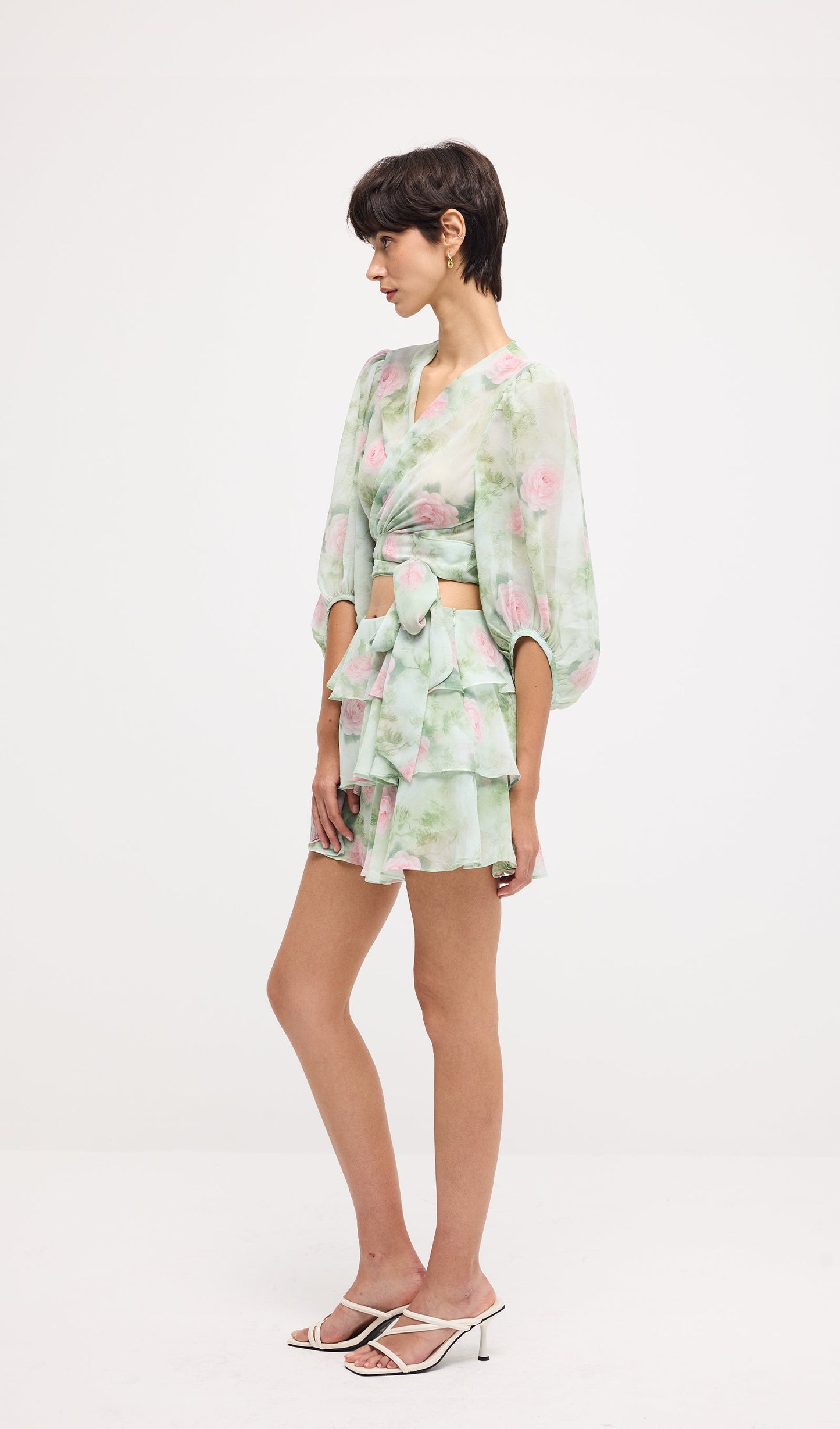 Floral Knot Cut Out Mini Dress Sets