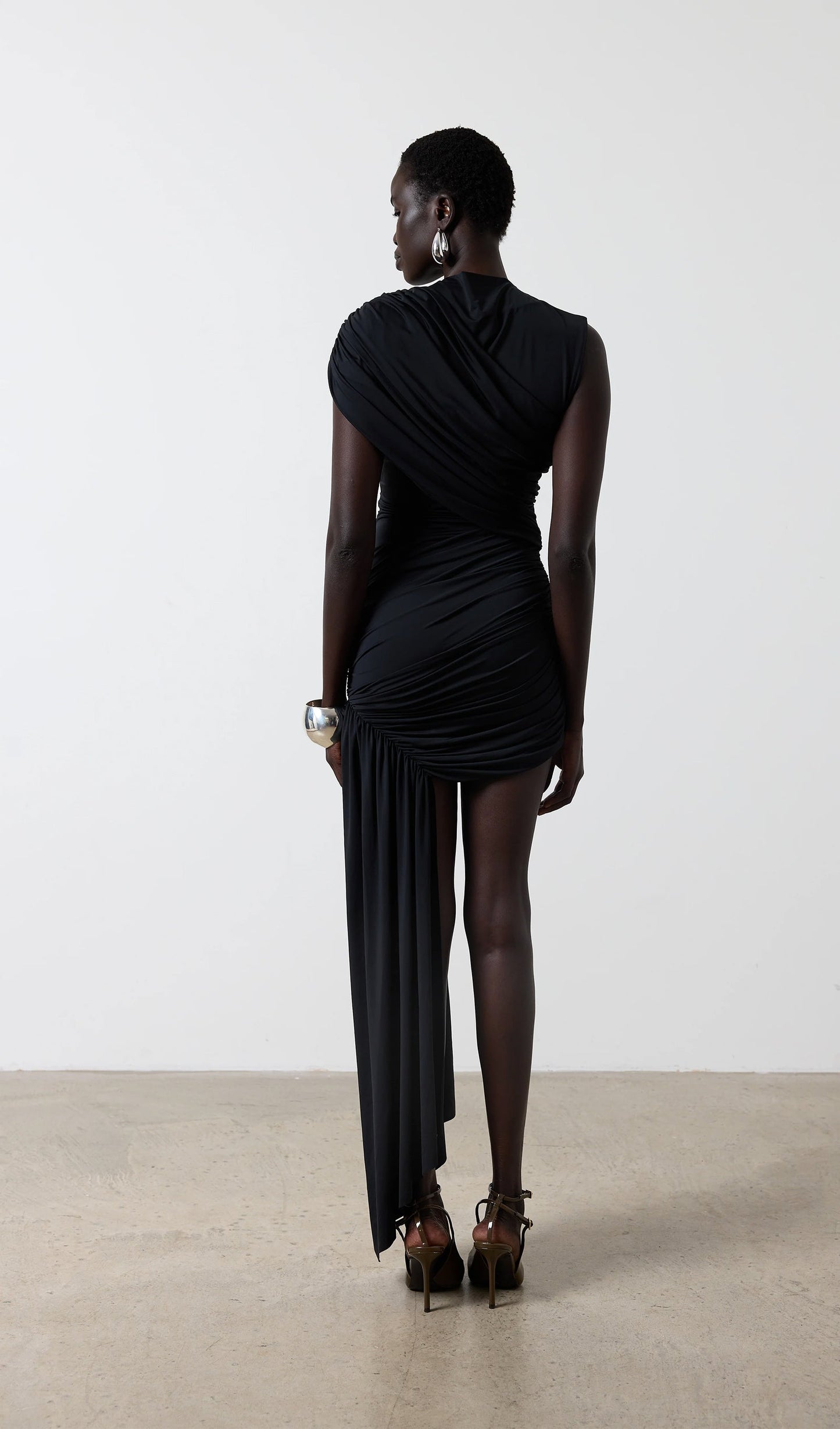 Asymmetrical Draping Mini Dress