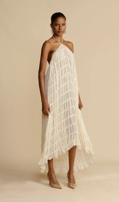 Halter Top & Ruched Detail Maxi Skirt Sets