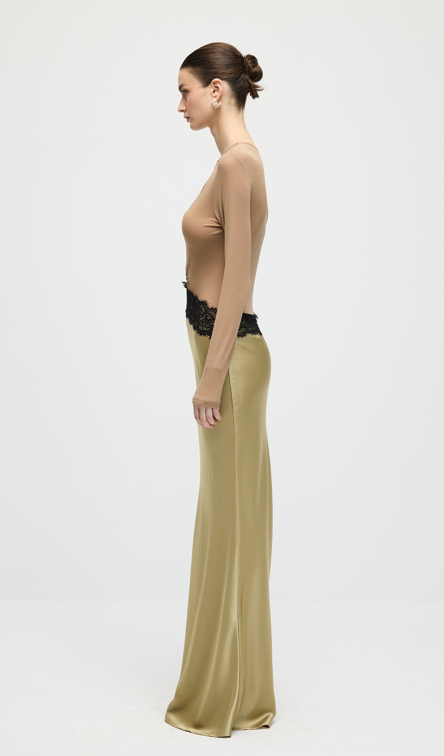Open Twist Lace Maxi Dress In Eucalypt Black
