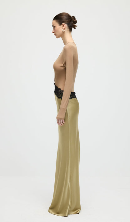 Open Twist Lace Maxi Dress In Eucalypt Black