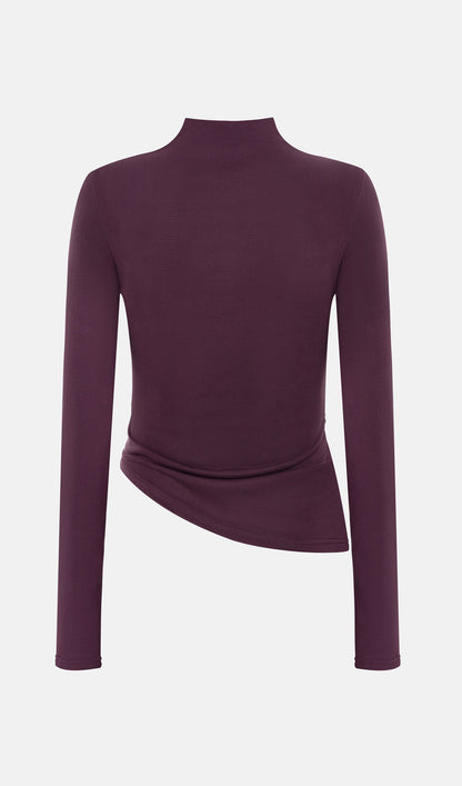 Jersey Long Sleeve Top In Maroon