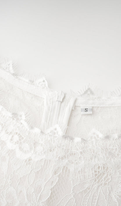 Long Sleeve Lace Mesh Midi Layered Dress
