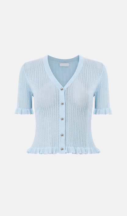 Openwork Jersey Maxi Skirt Sets In Baby Blue