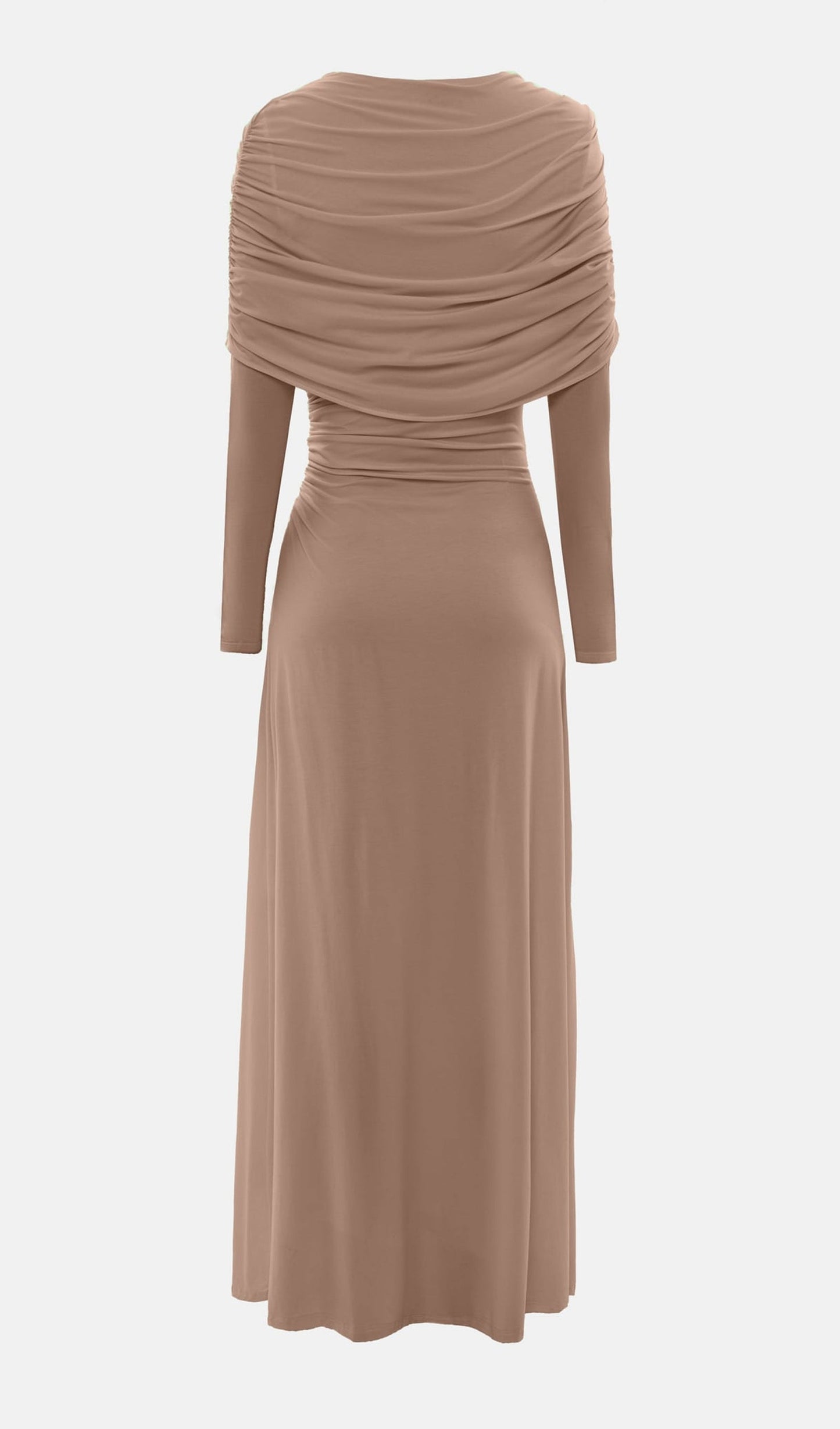 Knitted Maxi Dress With Pleats In Brown