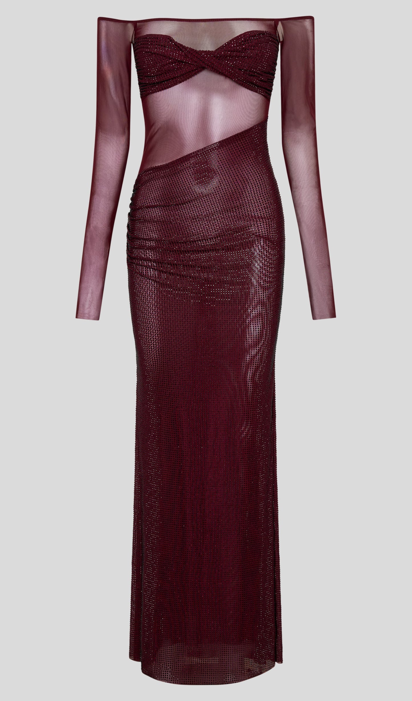Diamante Off Shoulder Maxi Dress In Red