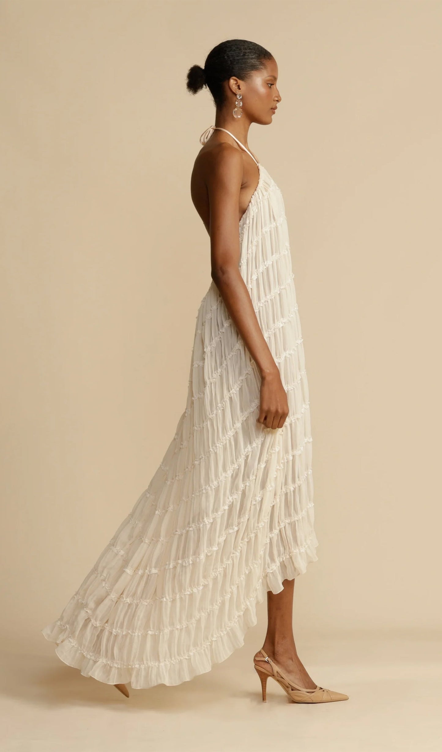 Halter Top & Ruched Detail Maxi Skirt Sets