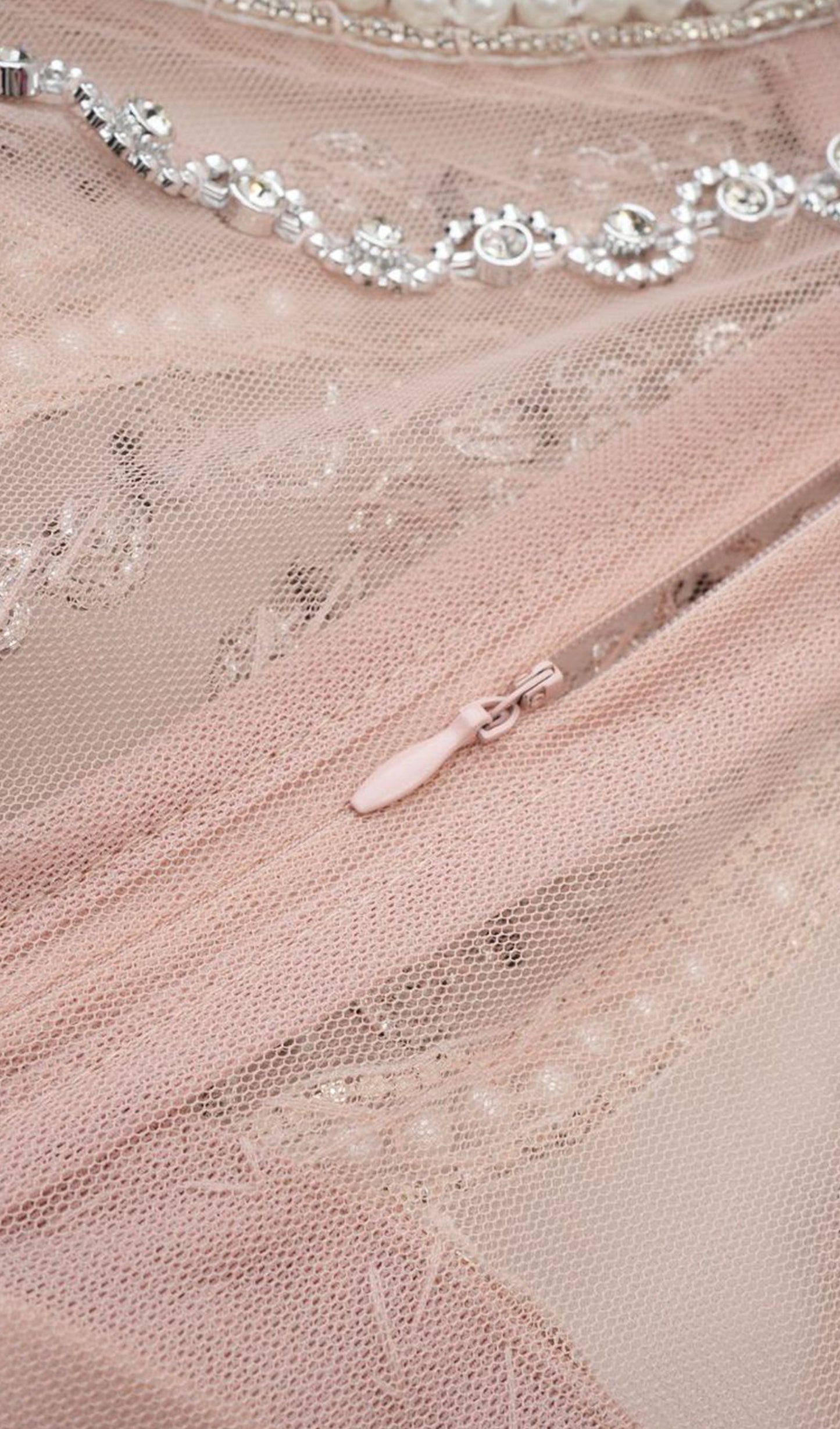 Long Sleeve Beads Pearls Mesh Maxi Layered Dress