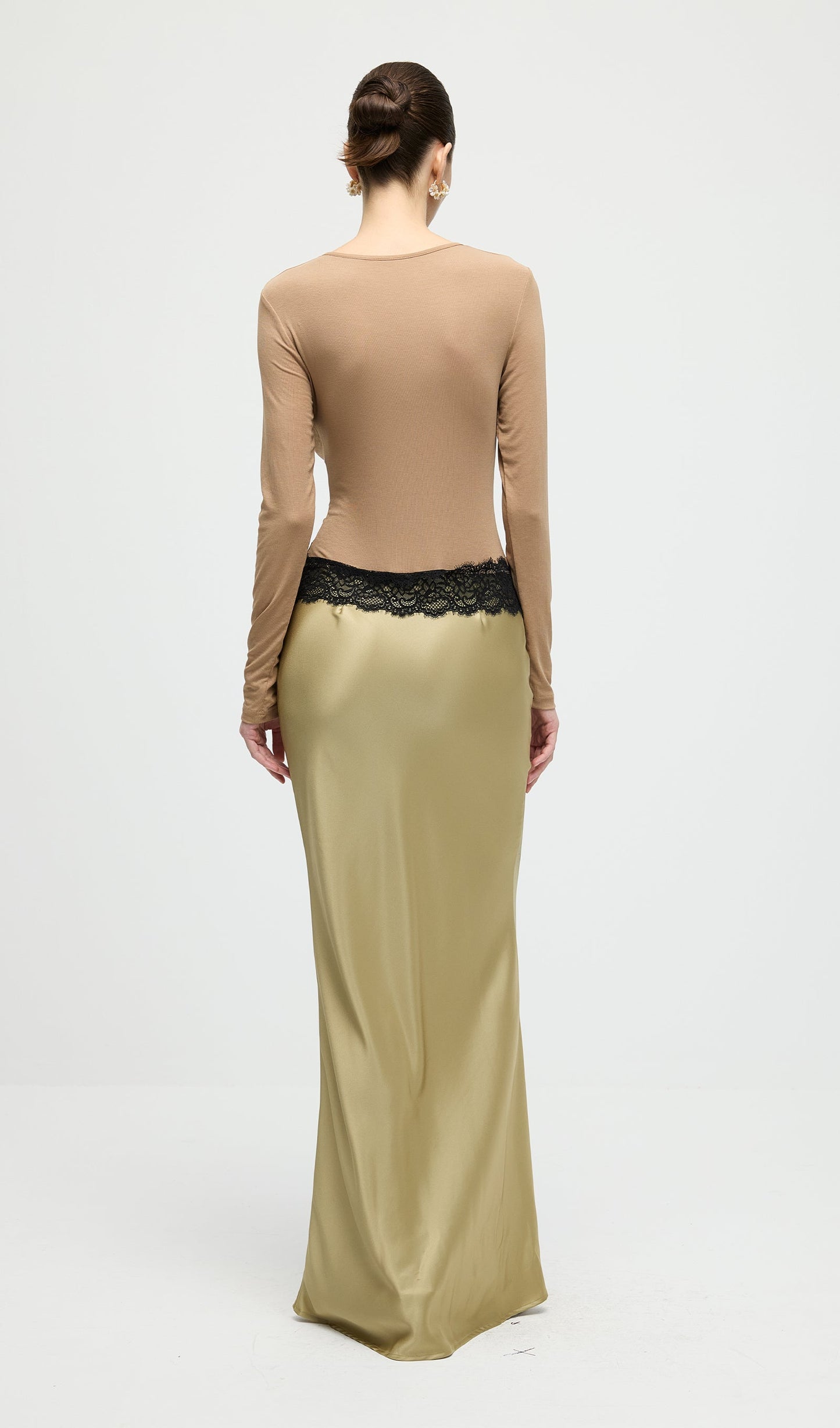 Open Twist Lace Maxi Dress In Eucalypt Black