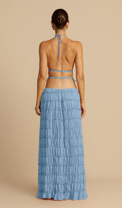 Halter Top & Ruched Detail Maxi Skirt Sets