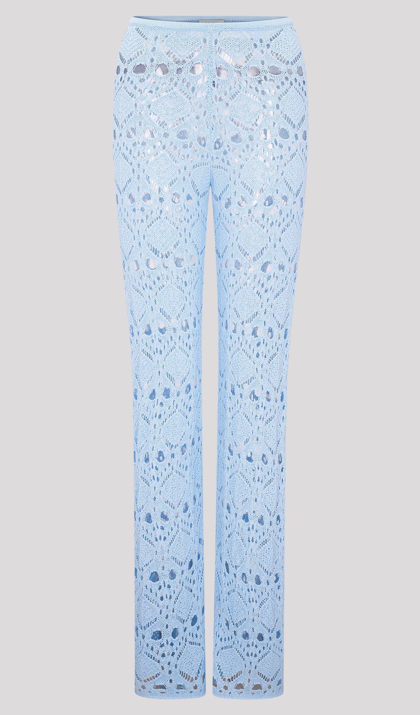 Bandage Knit Top & Crochet Knit Pants In Blue