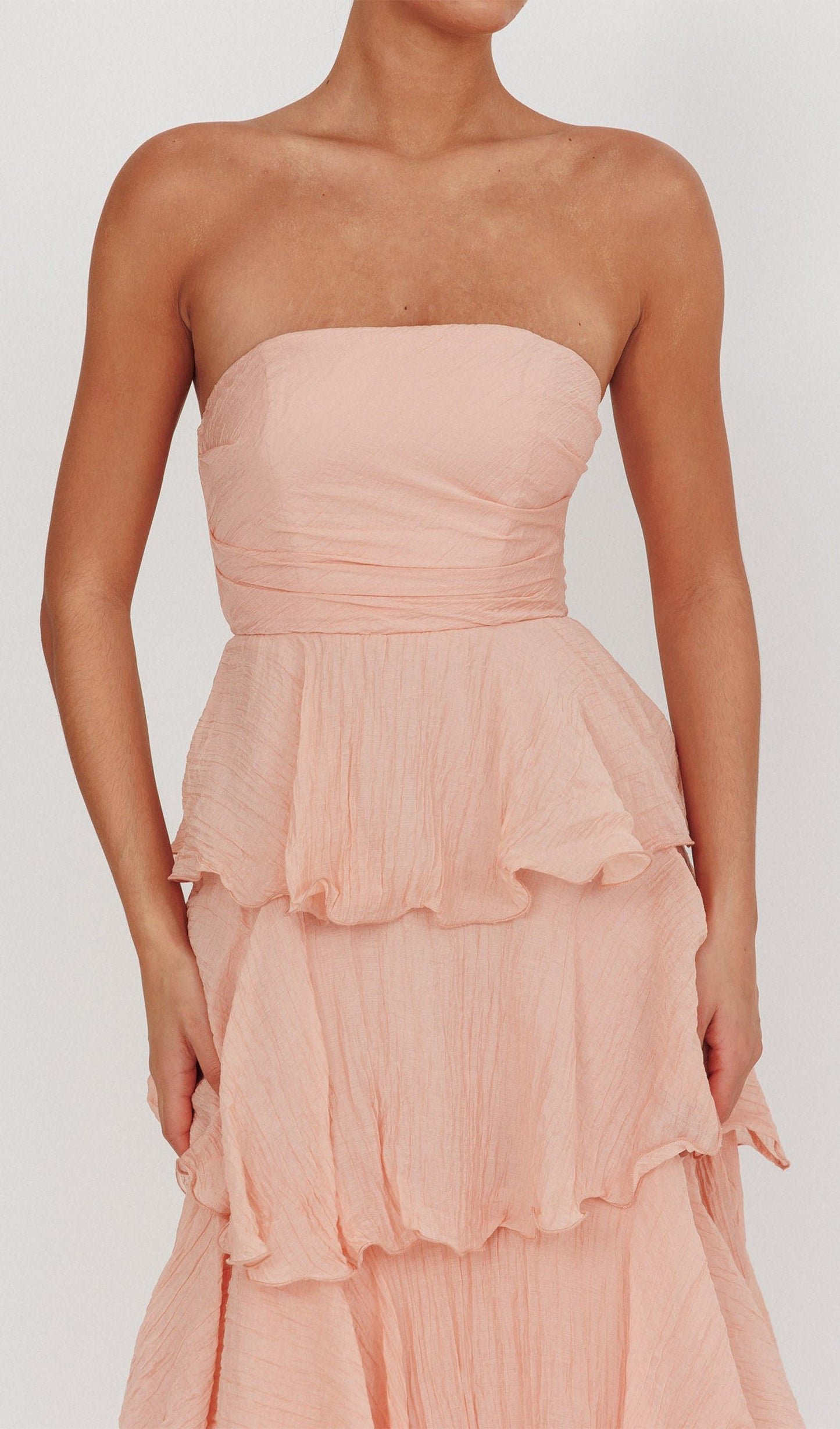 Strapless Layered Midi Dress