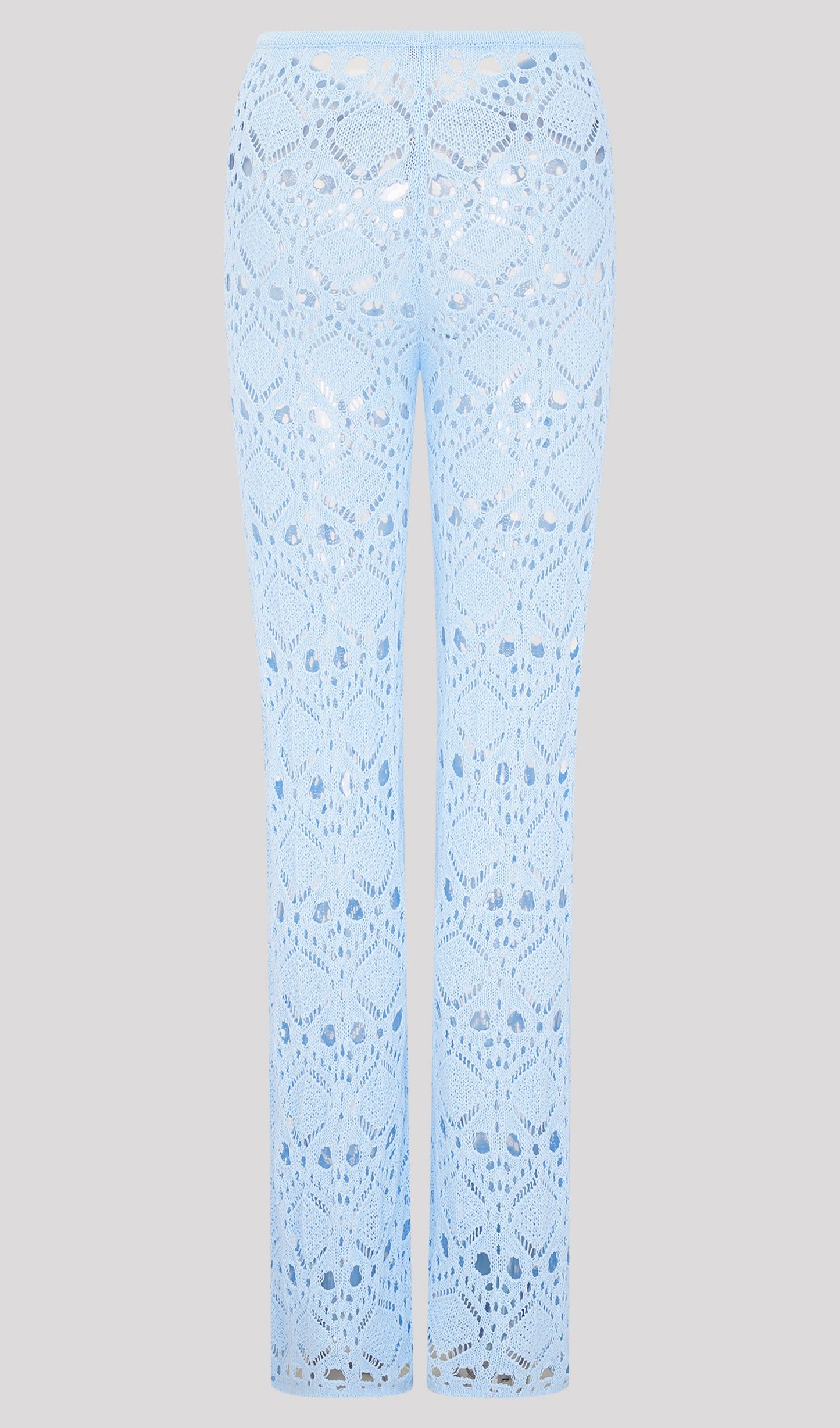 Bandage Knit Top & Crochet Knit Pants In Blue
