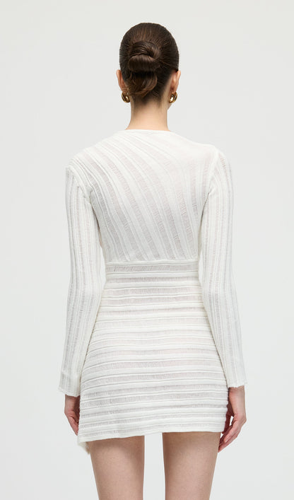 Hollow Out  Mini Dress In White
