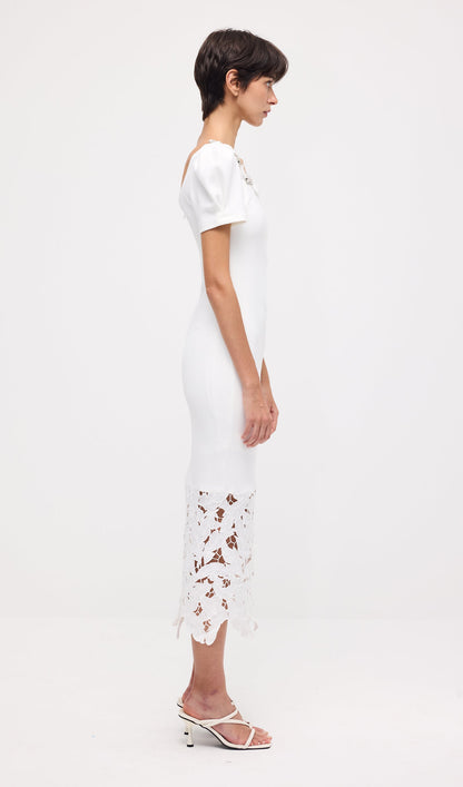 Embellished Applique Cutout Midi Dress