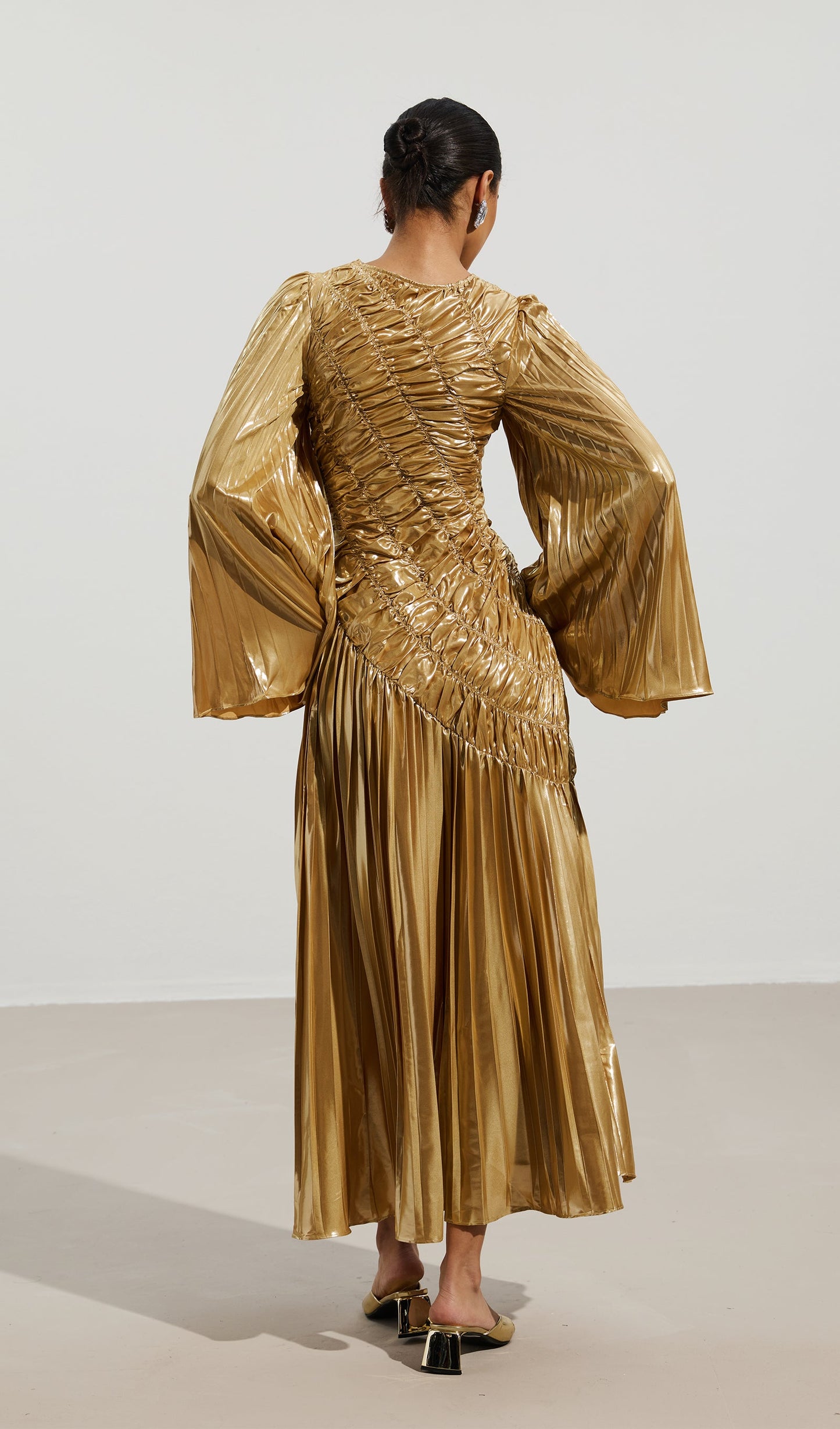 Metallic Maxi Dress In Gold