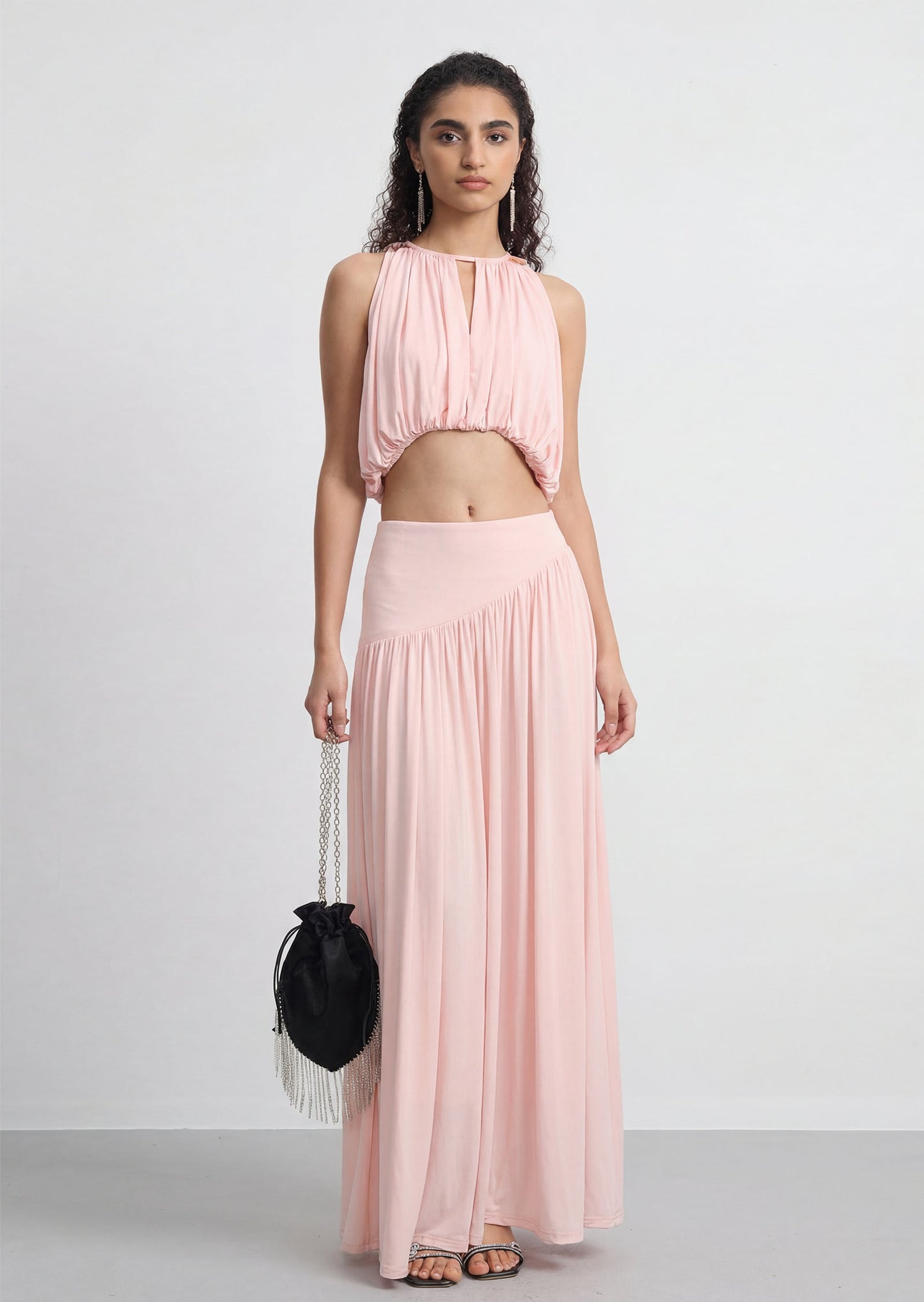 Pleated Sleeveless Top & Skirt Set