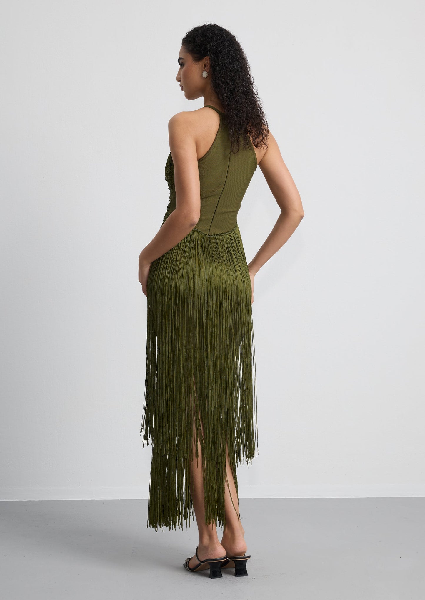 Halter Fringe Maxi Dress