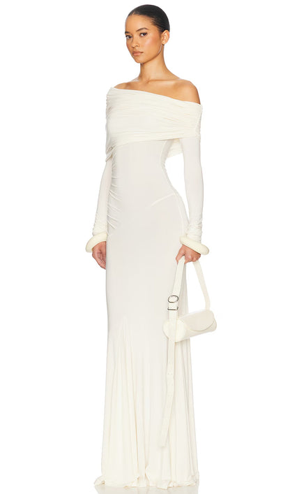 Jersey Off Shoulder Maxi Dress