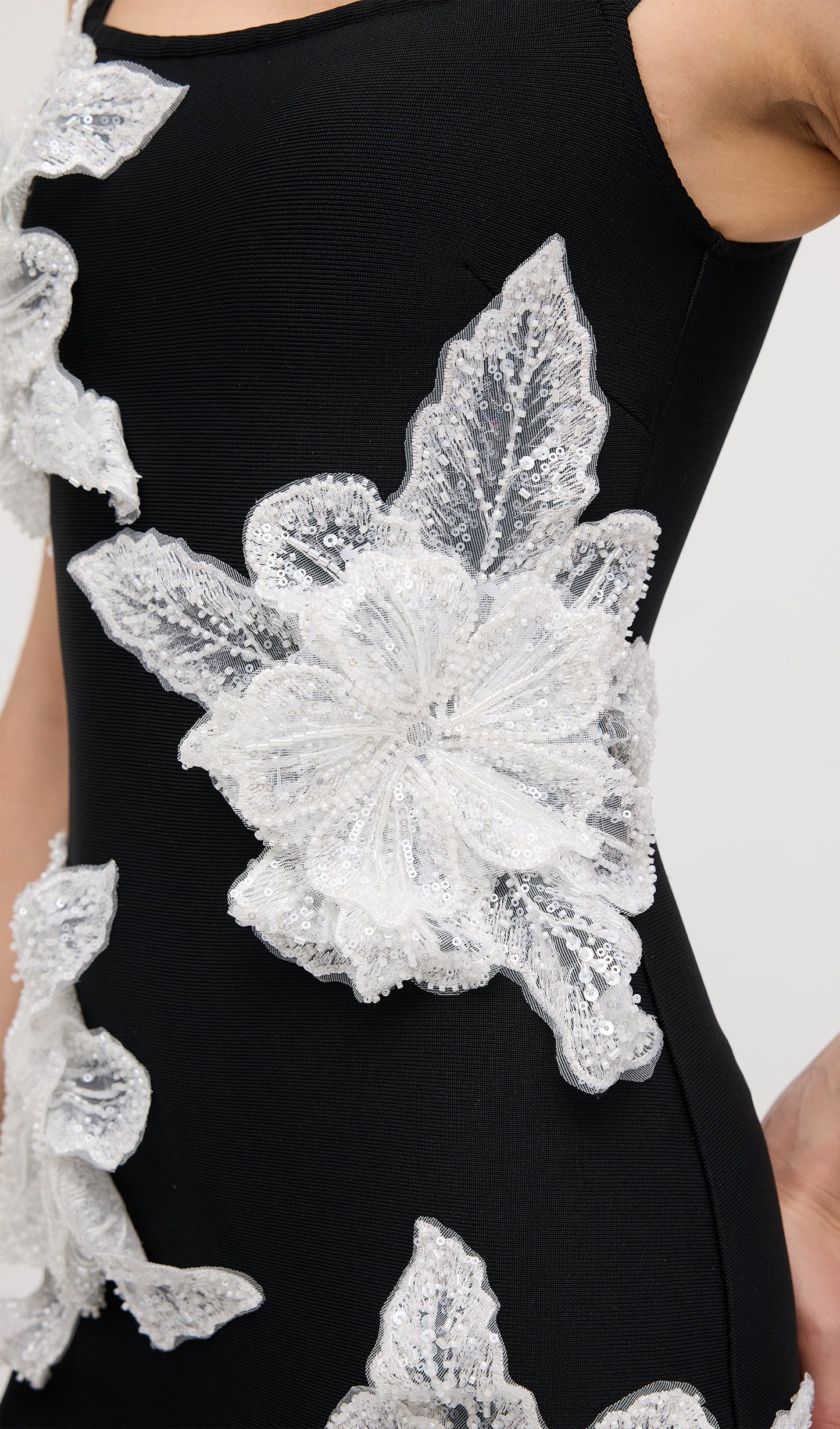 Sleeveless Diamond Flower Bandage Midi Dress
