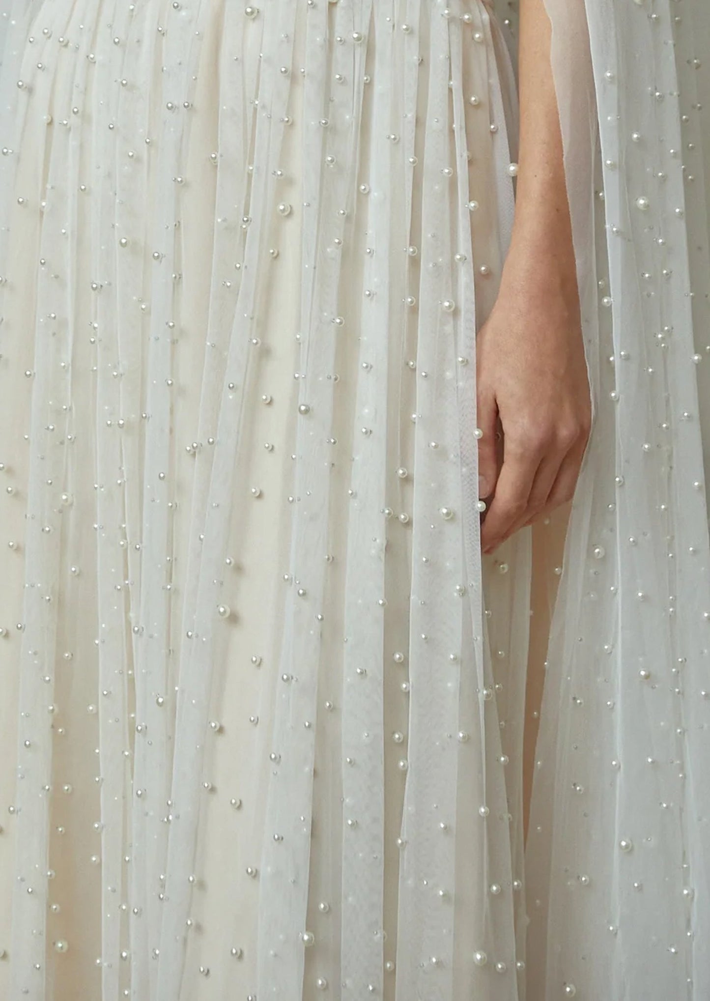 Layali Rose Cape Embellished Maxi Dress With Pearls