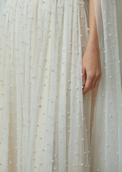 Layali Rose Cape Embellished Maxi Dress With Pearls