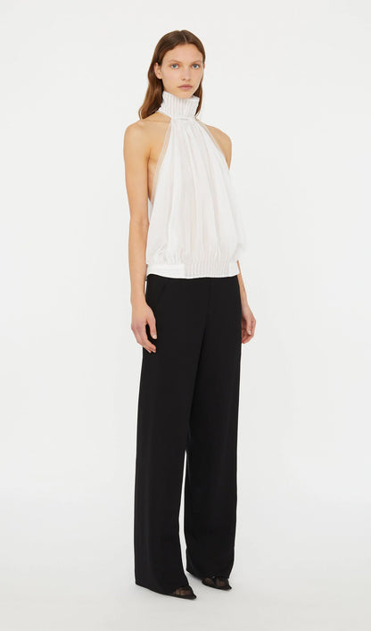 Solid Pintucked Halter Top