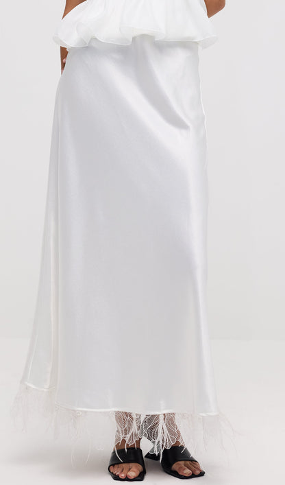 Satin Maxi Skirt In White
