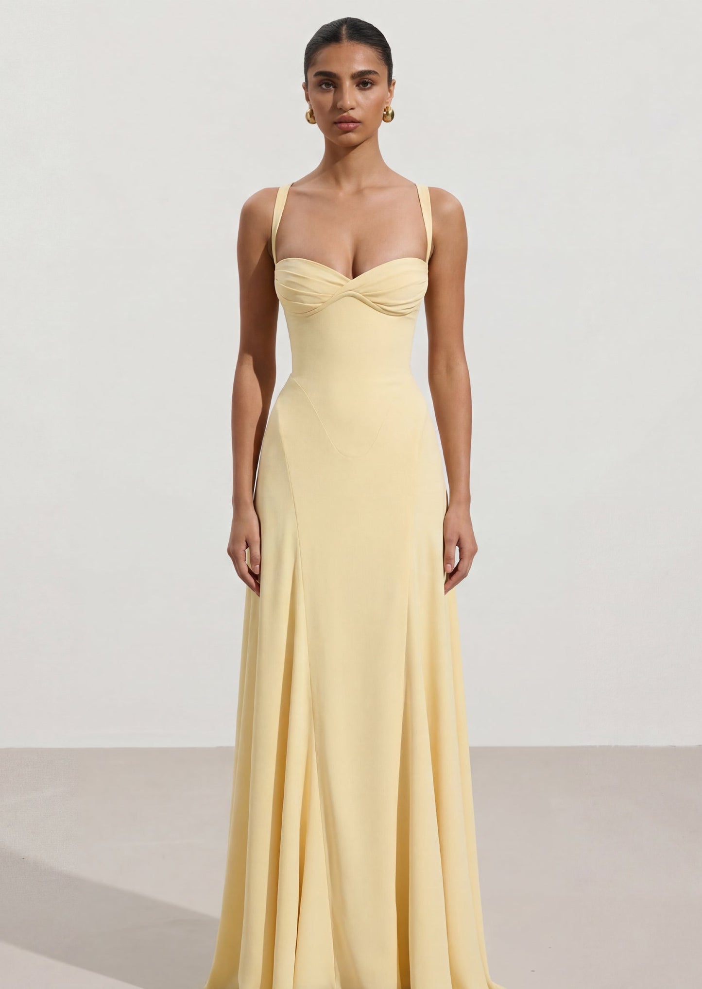Irie Lace Up Maxi Dress In lemon