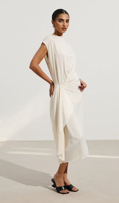 Asymmetrical Dress With Off Shoulder Design