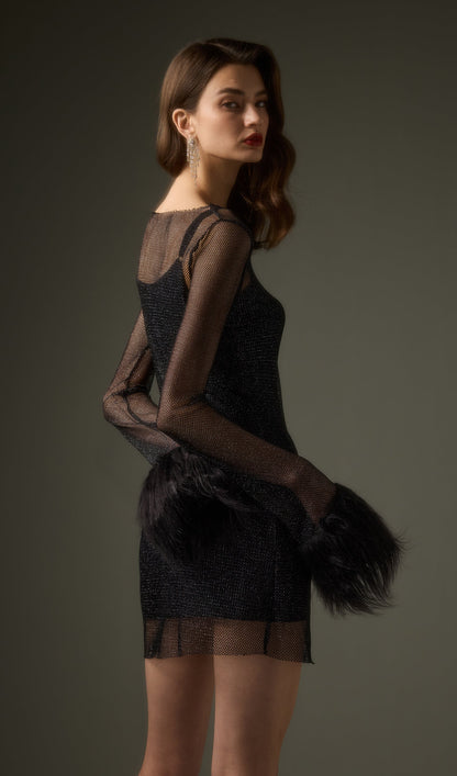 Sheer  Mini Dress in Black