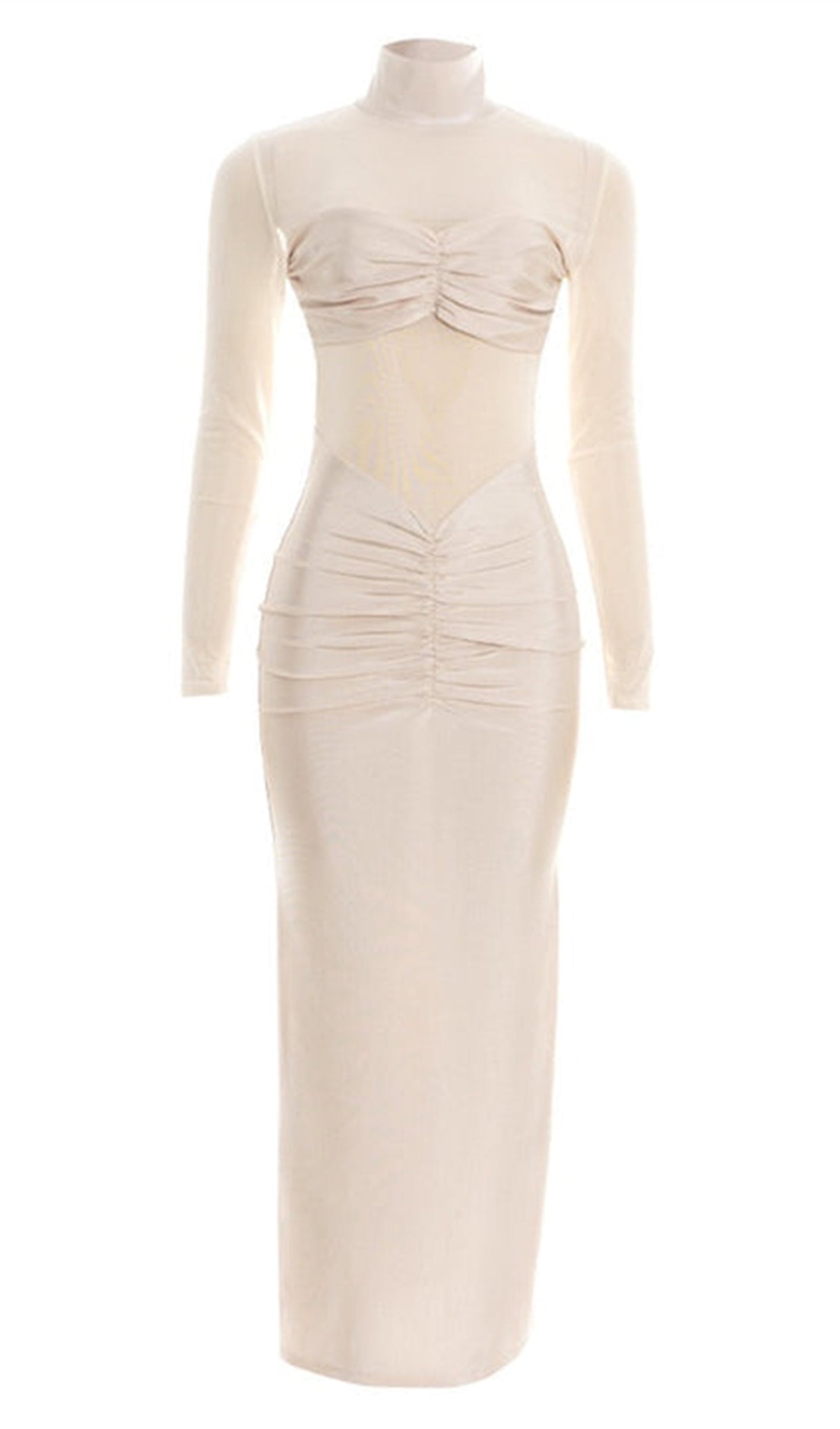Noor Elegance Pleated Turtleneck Maxi Dress