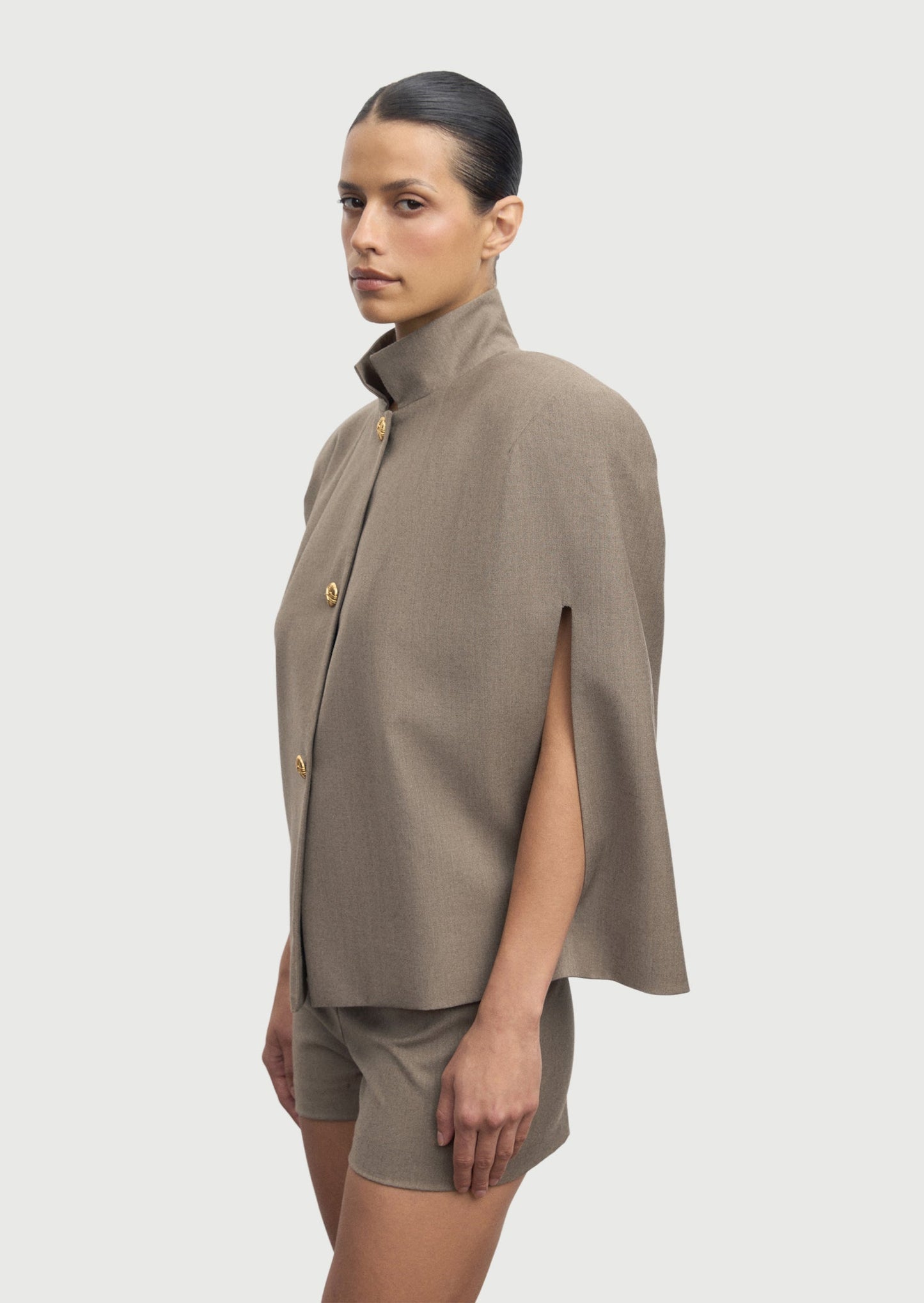 Armholes Cape Shorts Two Piece Set