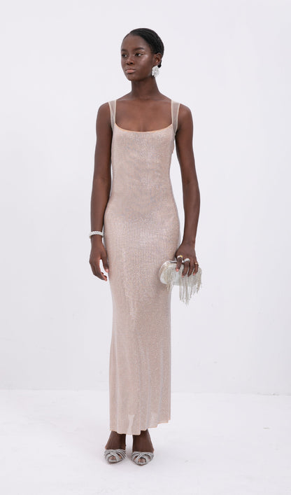 Trendy Hot Fix Maxi Dress With Mesh Back