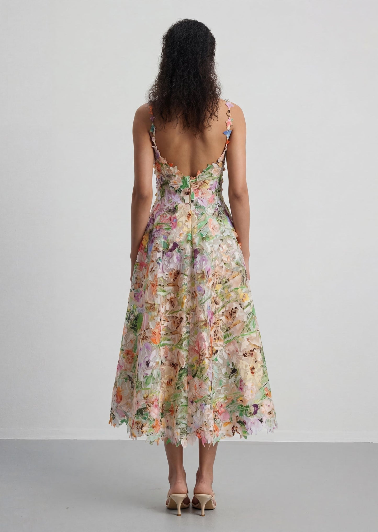 Belle Floral Embroidered Lace Midi Dress