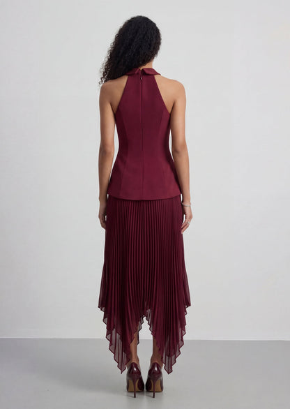 Marvelle Plunge Neck Maxi Dress With Hanky Hem