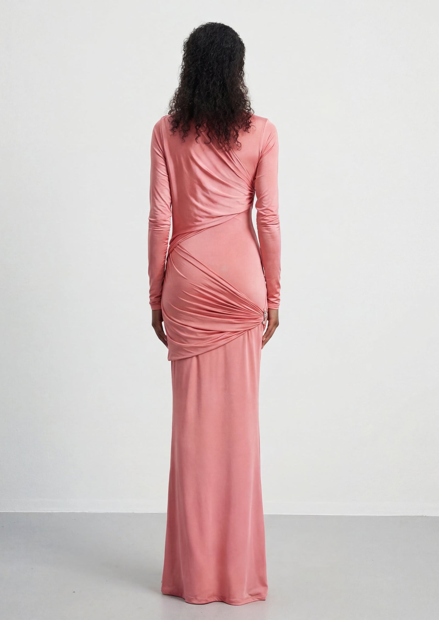 Aria High Neckline Maxi Dress In Pink