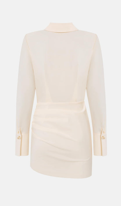 Lapel Collar And Draped Set Mini Dress