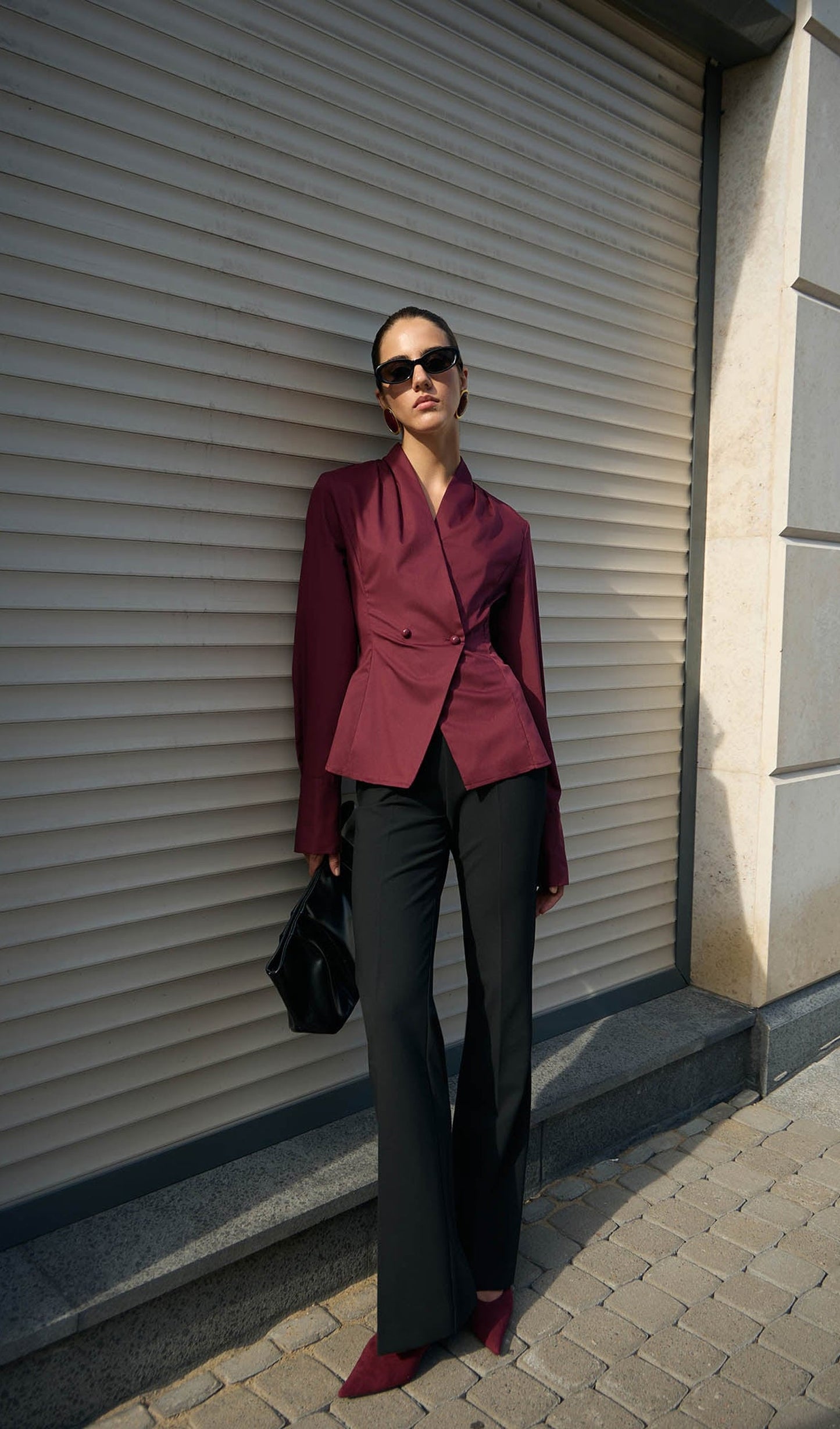 Fitted Wrap Blouse