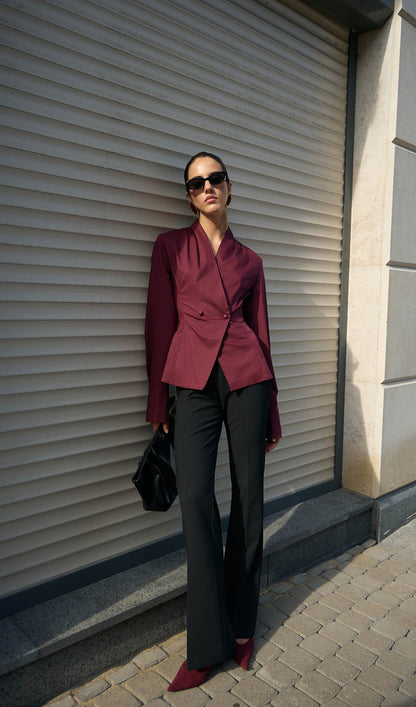 Fitted Wrap Blouse