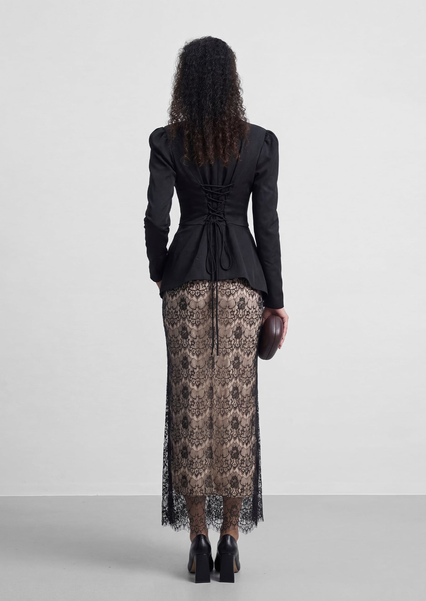 Eline High Neck Top & Lace Skirt Two Piece Set