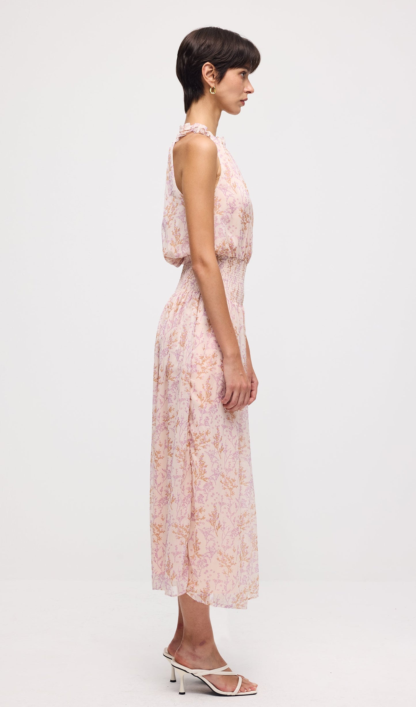 Floral Print Sleeveless Midi Dress